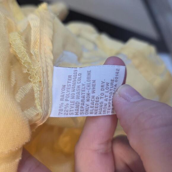 TanJay Women's Yellow Sheer Patterned Button-Up Blouse- 16W - Picture 4 of 8